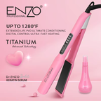 ENZO Hair Straightener Pink Wide Titanium Plate 2-in-1 Straightener & Curler EN-5301