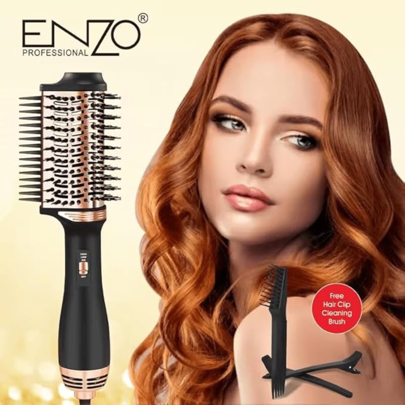 ENZO Professional Hot Air Brush Styler – 2-in-1 Blow Dryer & Volumising Brush (EN-4130)