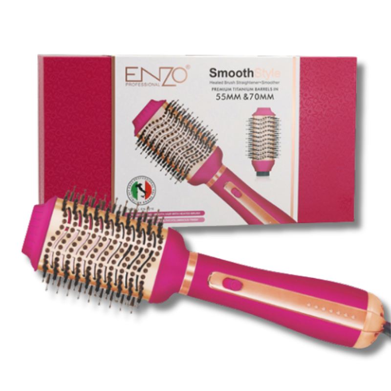 ENZO Professional 2-in-1 SmoothStyle Heated Brush Straightener & Hot Air Styler (EN-6216)