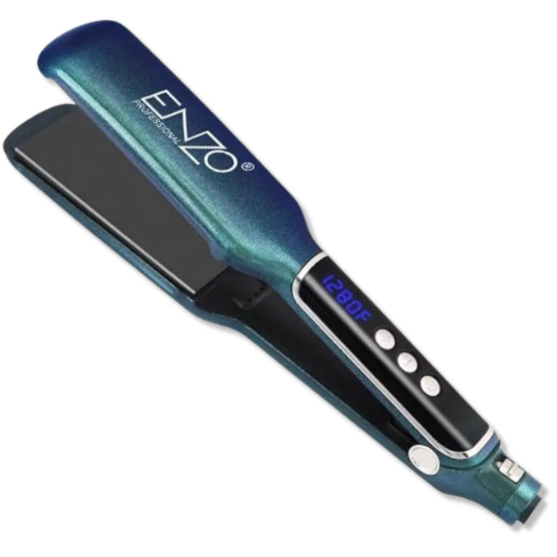 ENZO Peacock Blue Titanium & Ceramic Hair Straightener – With Elixers of Shine (EN-3983)