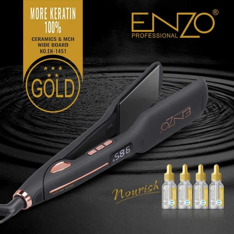 ENZO | Keratin Ceramic Straightener + 4 Keratin Serum Bottles | EN-1451