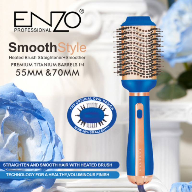 ENZO Professional 2-in-1 SmoothStyle Heated Brush Straightener & Hot Air Styler (EN-6216)