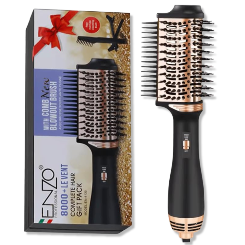 ENZO Professional Hot Air Brush Styler – 2-in-1 Blow Dryer & Volumising Brush (EN-4130)