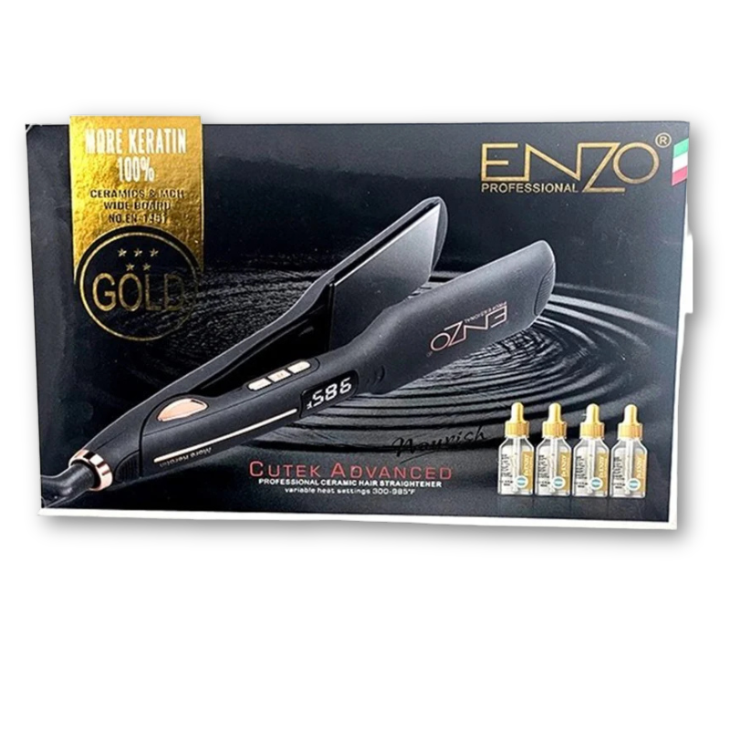 ENZO | Keratin Ceramic Straightener + 4 Keratin Serum Bottles | EN-1451