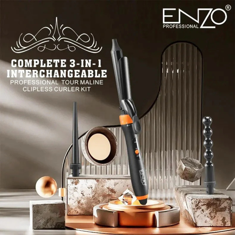 ENZO | Ceramic Electric Curling Iron 3-in-1 (Interchangeable Heads) | EN-9114