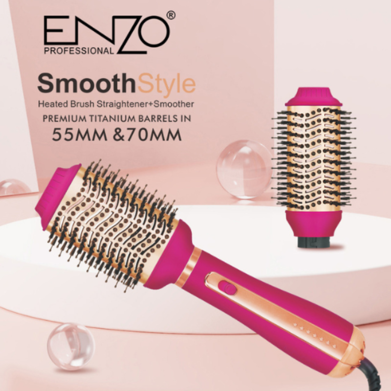ENZO Professional 2-in-1 SmoothStyle Heated Brush Straightener & Hot Air Styler (EN-6216)
