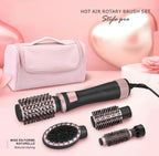 Enzo 4-in-1 Rotating Ionic Hair Styler + NOVIQ Heat Spray 250ml | 1000W Hot Air Brush | Dual Rotation | Detachable Head | Frizz Control & Volume Styler