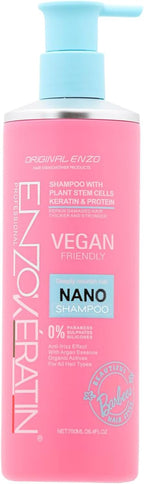 Enzo Nano Vegan Hair Smooth Set + NOVIQ Heat Spray 250ml | Anti-Frizz Shampoo & Conditioner for All Hair Types | Plant-Based, Sulfate-Free, Nano Hydration for Soft, Shiny, Healthy Hair