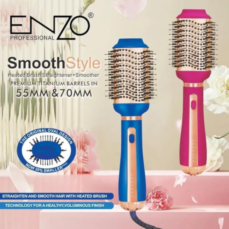 ENZO Professional 2-in-1 SmoothStyle Heated Brush Straightener & Hot Air Styler (EN-6216)