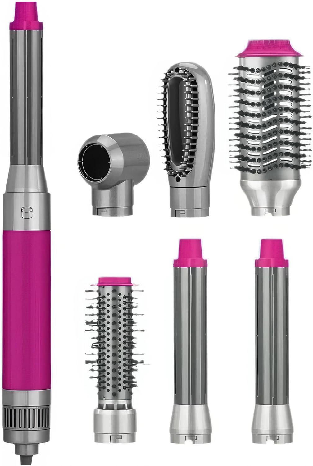 ENZO | (Pink) 5-in-1 Hair Dryer Brush & Air Curler + NOVIQ Heat Protection Spray (250ml)