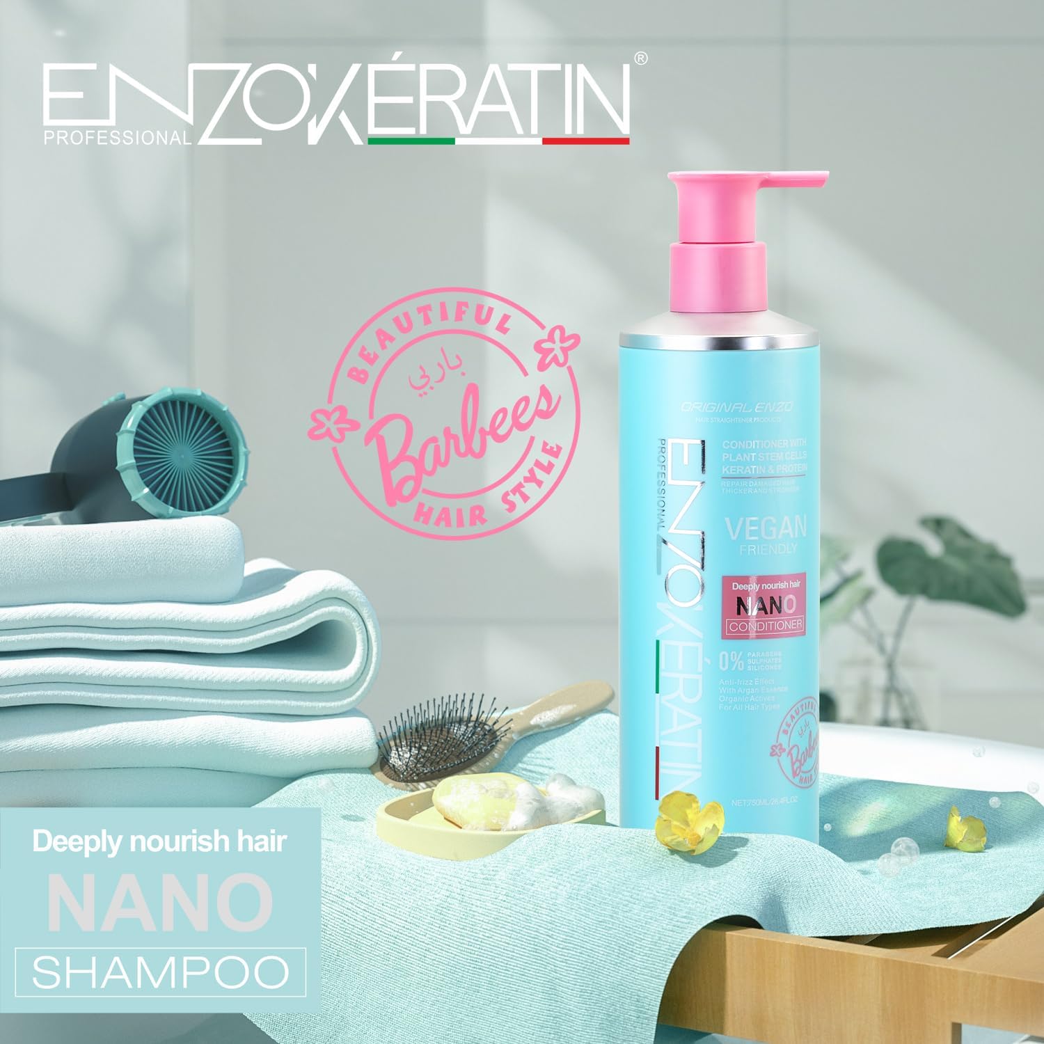 ENZO 750ml Vegan Friendly Nano Deeply Nourish Hair Anti-frizz Conditioner