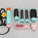 (Blue) ENZO | 5-in-1 Hair Dryer Brush & Air Curler + NOVIQ Heat Protection Spray (250ml)