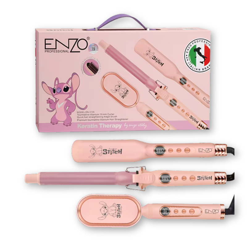 ENZO | 3-in-1 Hair Styling Tool Set (Flat Iron + Curler + Hot Comb) | EN-3135