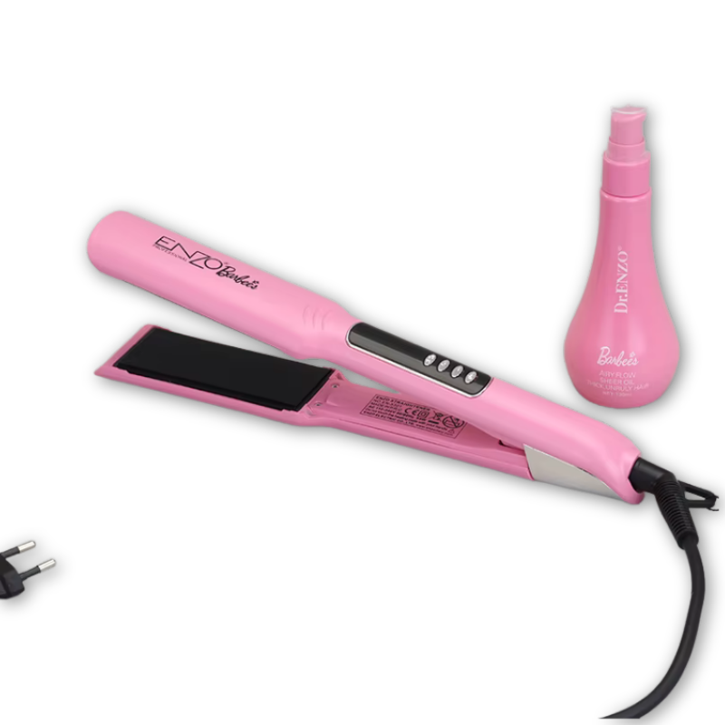 ENZO Hair Straightener Pink Wide Titanium Plate 2-in-1 Straightener & Curler EN-5301