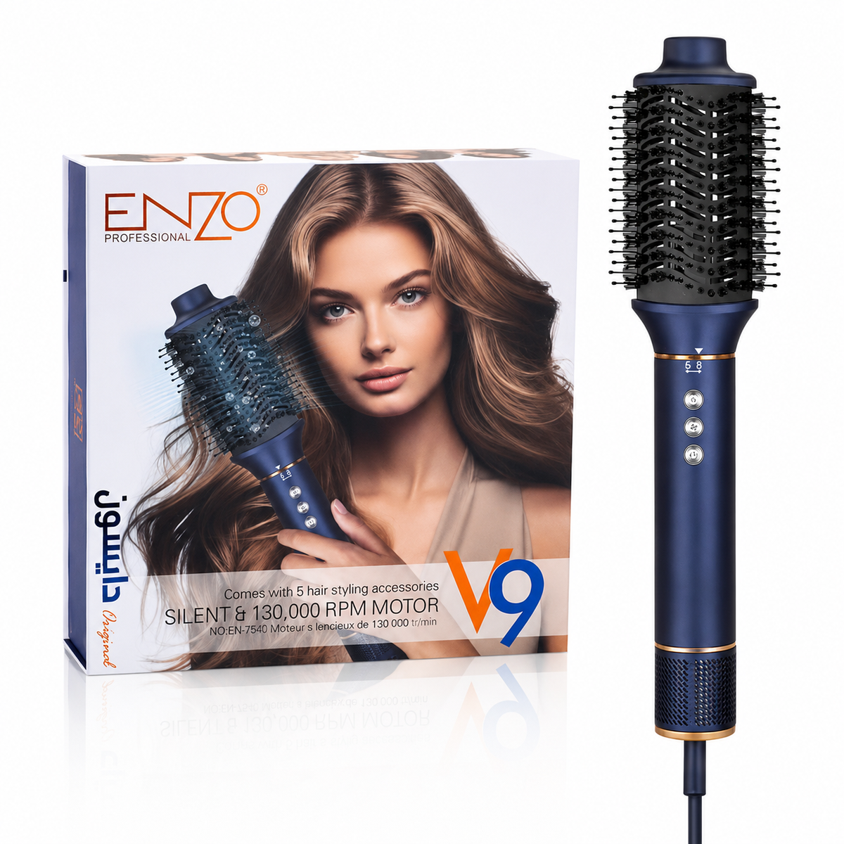 ENZO navy professional hot air styling brush with retail box