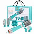 ENZO 6-in-1 turquoise blowout dryer brush with styling attachments and carrying box