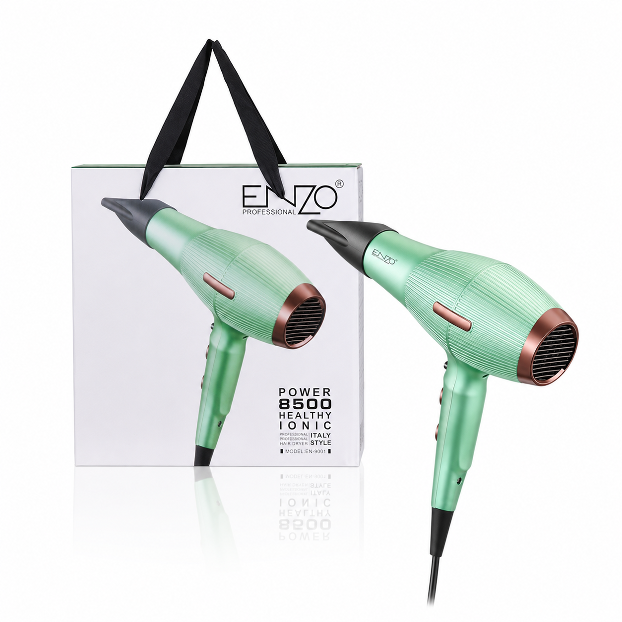 ENZO mint green professional ionic hair dryer with retail box