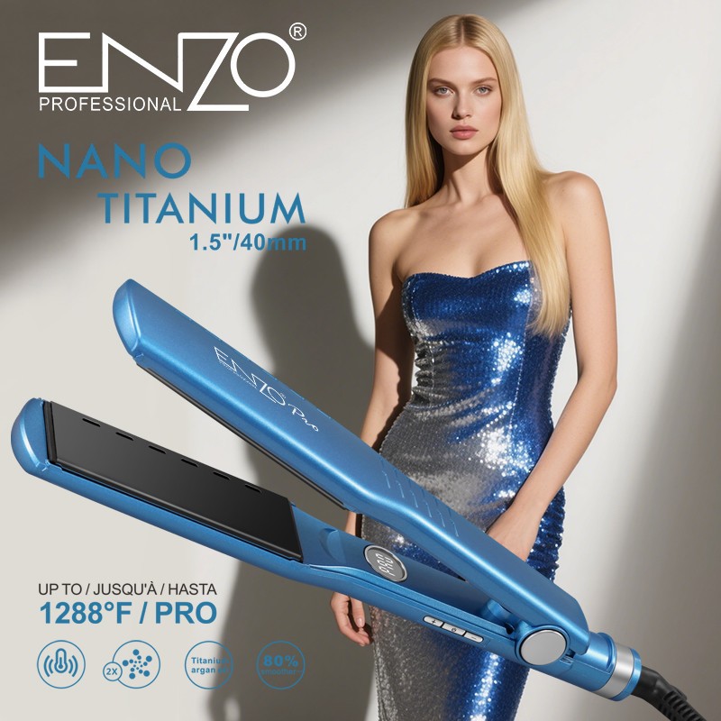 ENZO Nano Titanium Hair Straightener Dual Voltage