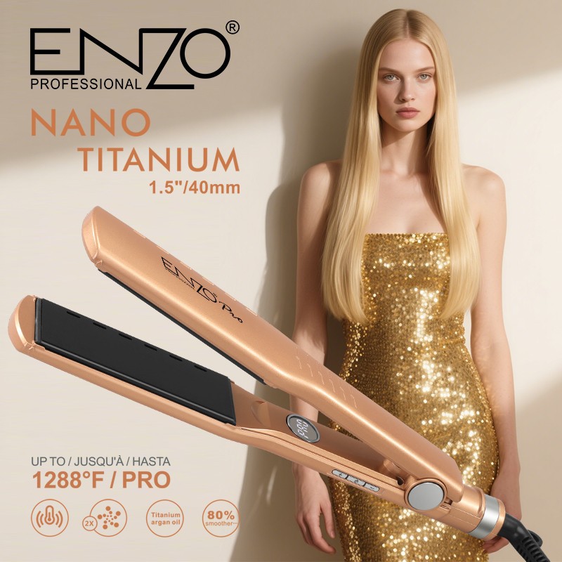 ENZO Nano Titanium Hair Straightener Dual Voltage