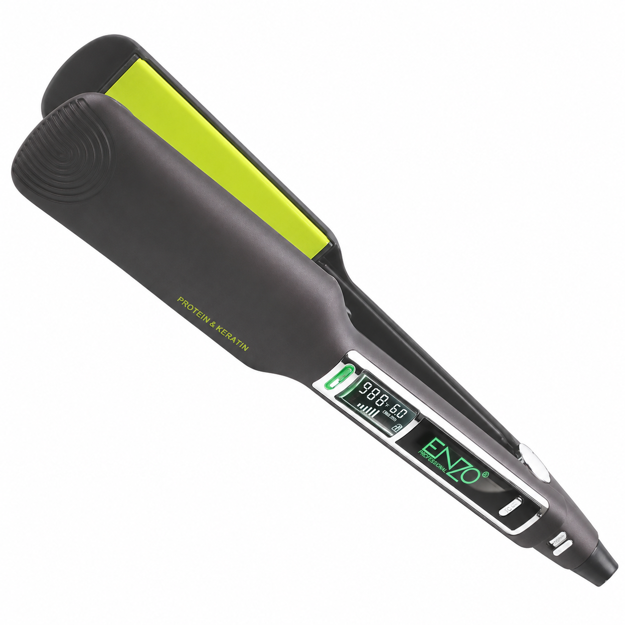 ENZO titanium wide plate straightener with lime green plates