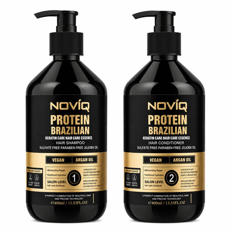 NOVIQ Brazilian Keratin Protein Shampoo & Conditioner 400ml - Sulfate Free