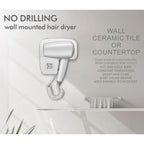 ENZO Italian No-Drill Wall Mount 1600W Hair Dryer