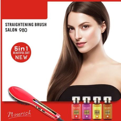 ENZO Salon Straightening Brush + Healthy Hair Vitamin Set