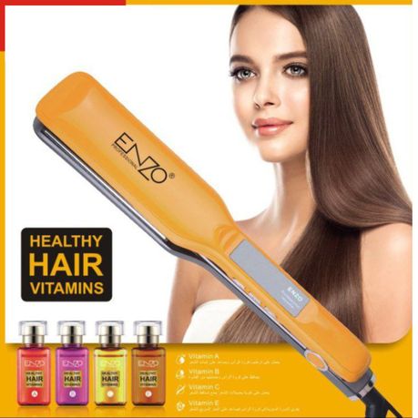 ENZO Professional Hair Straightener with Healthy Hair Vitamin Set