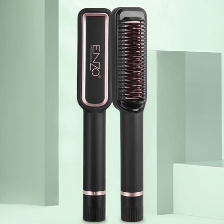 ENZO 2-in-1 Straightening & Smoothing Heated Brush + NOVIQ Heat Spray 250ml (EN-4113)