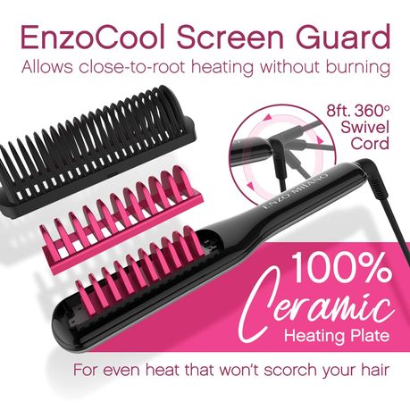 ENZO Professional 2-in-1 Electric Hot Comb + 4 Serums