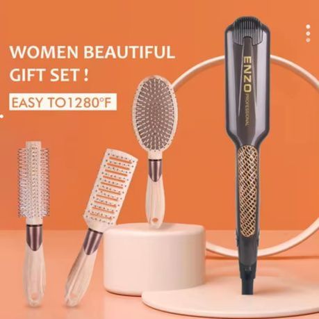 ENZO 4-in-1 Hair Straightener & Brushes Gift Set