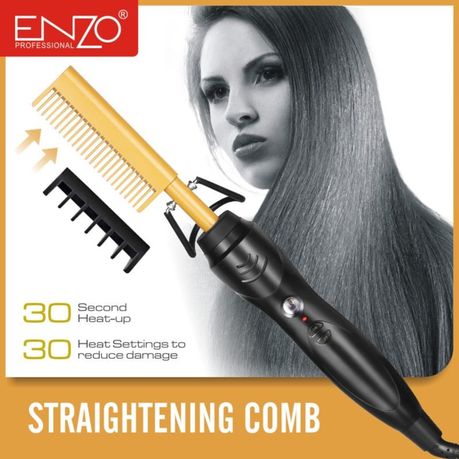 ENZO Hot Hair Comb — Black & Gold