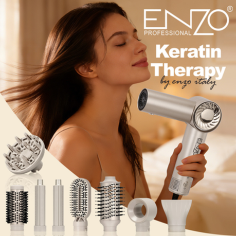 ENZO 1500W Folding Hot Air Hair Dryer & Styling Comb Set