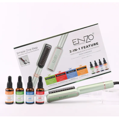 ENZO Professional 2-in-1 Electric Hot Comb + 4 Serums