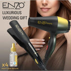 ENZO 2-in-1 Black Hair Dryer & Straightener Hair Care Set
