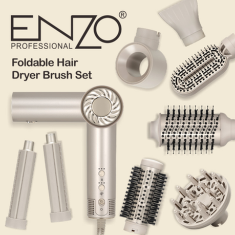 ENZO 1500W Folding Hot Air Hair Dryer & Styling Comb Set