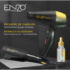 ENZO 2-in-1 Black Hair Dryer & Straightener Hair Care Set