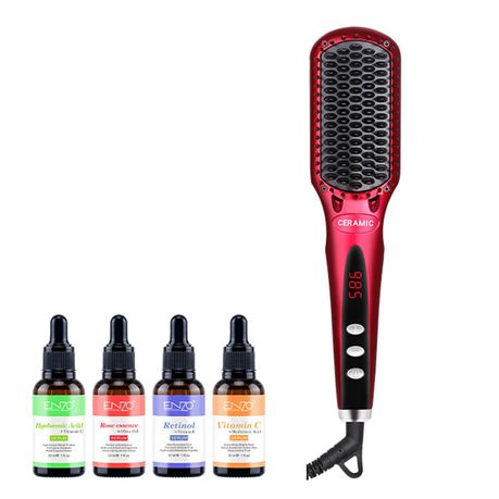 ENZO Red Professional Intelligent Hair Brush + 4-Piece Serum Set