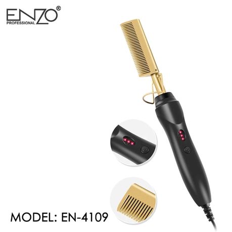 ENZO Hot Hair Comb — Black & Gold