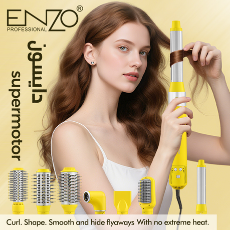 ENZO 8-in-1 Detachable Hot Air Brush & Dryer Set