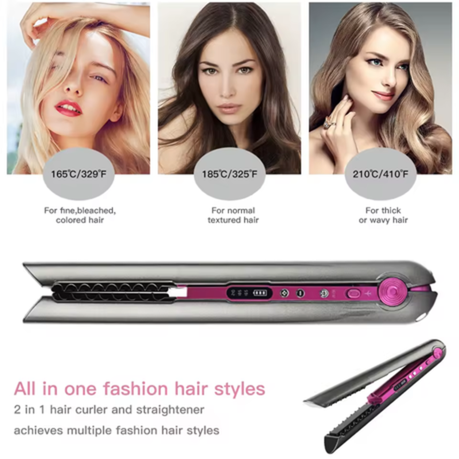 ENZO 2-in-1 Cordless USB Straightener & Curler
