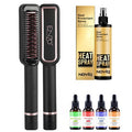 ENZO 2-in-1 Straightening & Smoothing Heated Brush + NOVIQ Heat Spray 250ml (EN-4113)