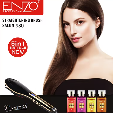 ENZO Temperature Adjustable Hair Straightening Brush
