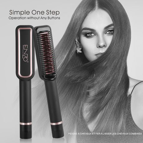 ENZO 2-in-1 Straightening & Smoothing Heated Brush + NOVIQ Heat Spray 250ml (EN-4113)