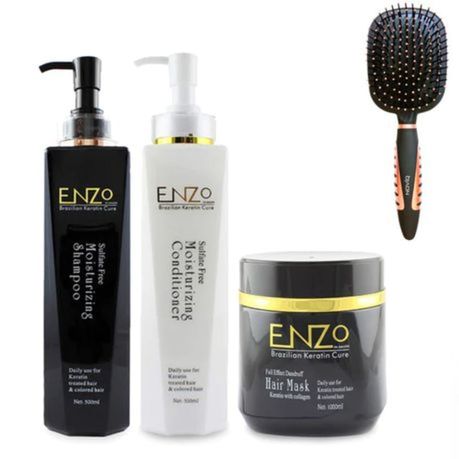 ENZO Collagen Mask, Shampoo & Conditioner for Coloured Hair + Paddle Brush