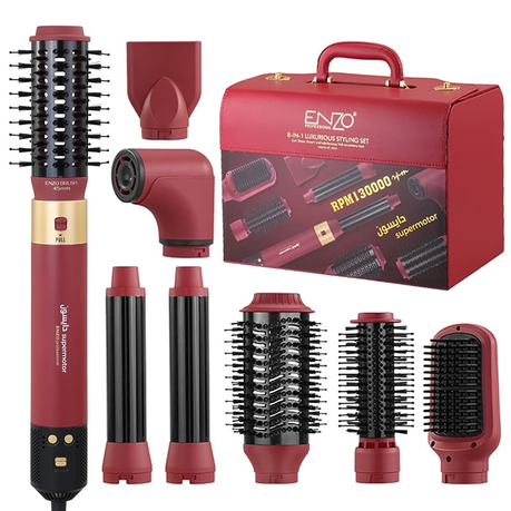 ENZO 8-in-1 Detachable Hot Air Brush & Dryer Set