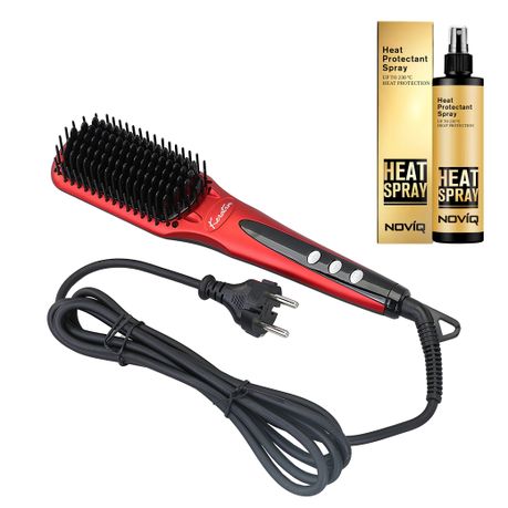 ENZO Straightening & Detangling Brush + NOVIQ Heat Spray 250ml (EN-4101)