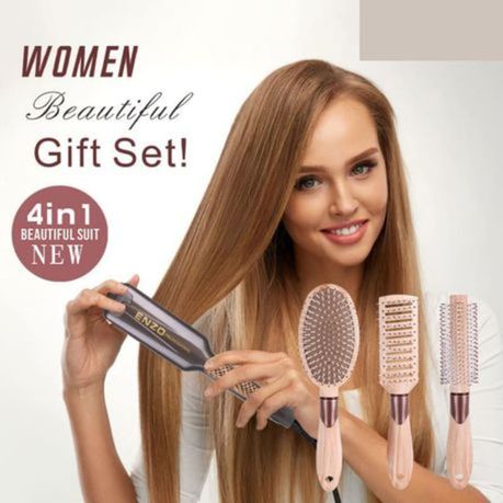 ENZO 4-in-1 Hair Straightener & Brushes Gift Set