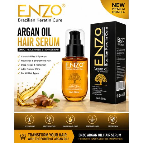 ENZO Argan Oil Keratin Hair Serum 60ml — Professional Hair Repair