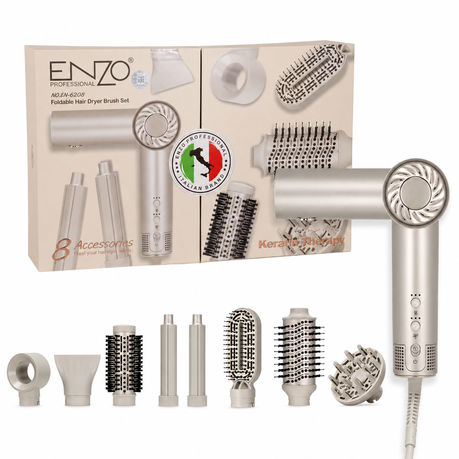 ENZO Professional Foldable Hair Dryer Brush Set